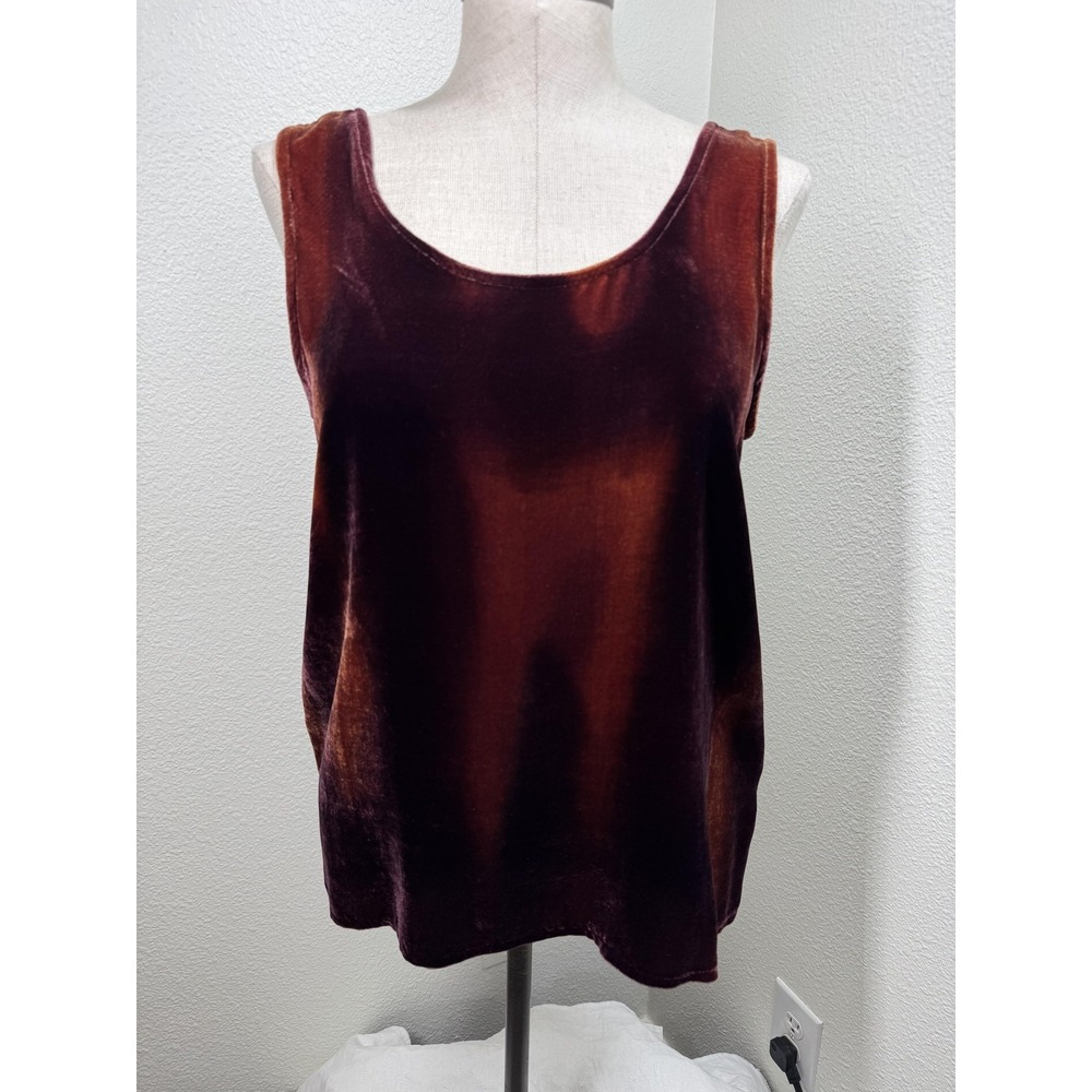 Harari Tank Top Womens Small Burnout Velvet Sleeveless Boho Made USA Silk Blend